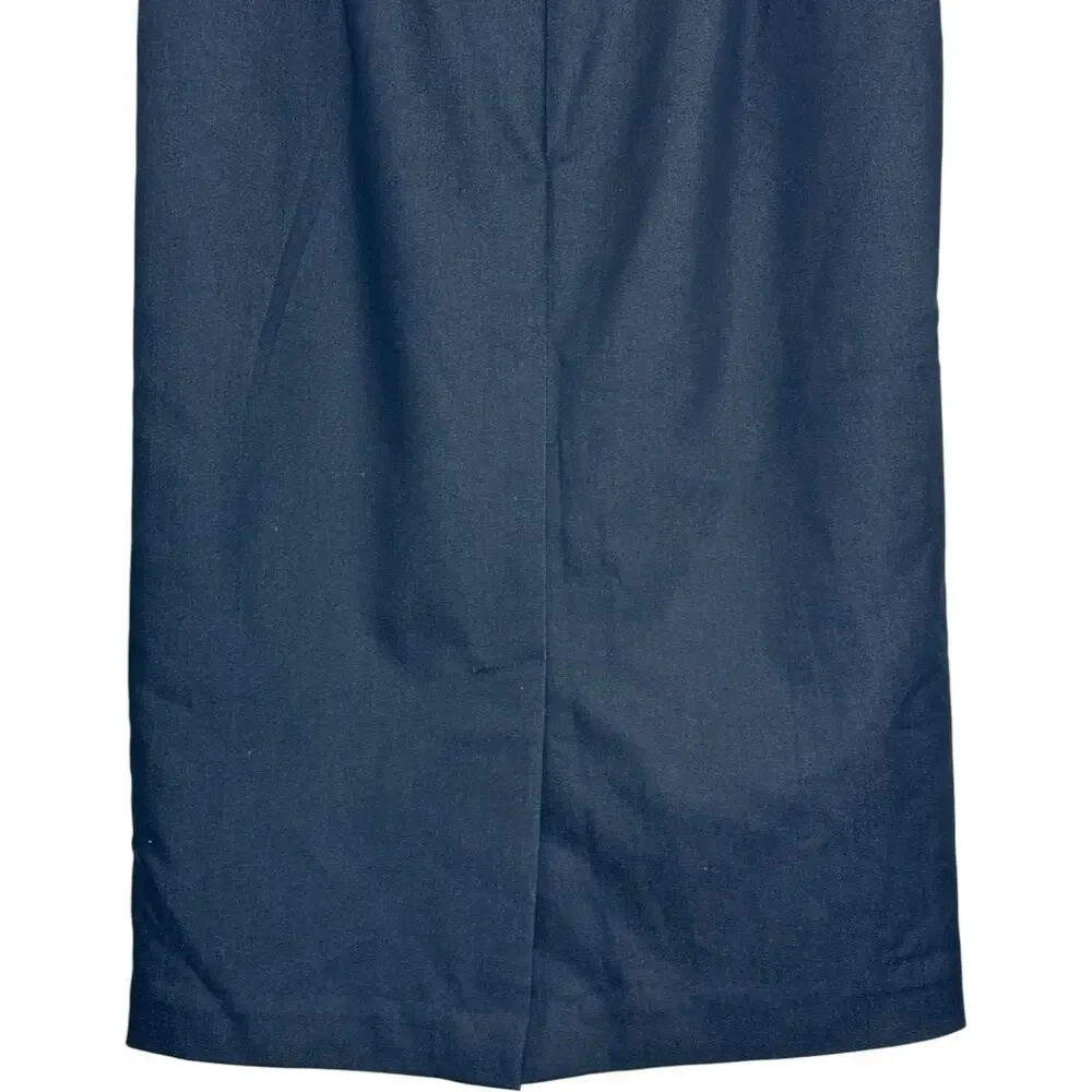 Worthington‎ Pencil Skirt Women 4 Navy Blue Belted Knee Length Career Workwear